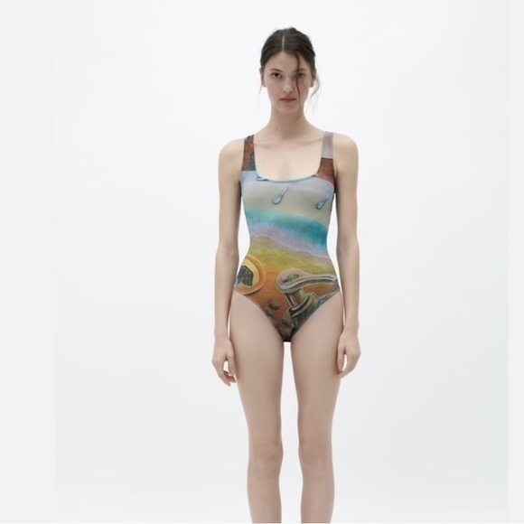 Zara Tops - Zara Multicolor Graphic One-Piece Bodysuit